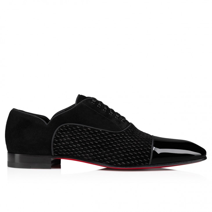 CHRISTIAN LOUBOUTIN Crystal Veau Velours Patent Calfskin Mens