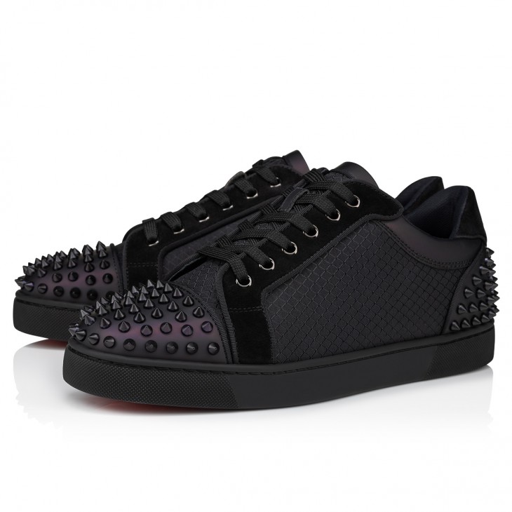 Christian Louboutin Louis Junior Spikes Sneakers in Grey Leather