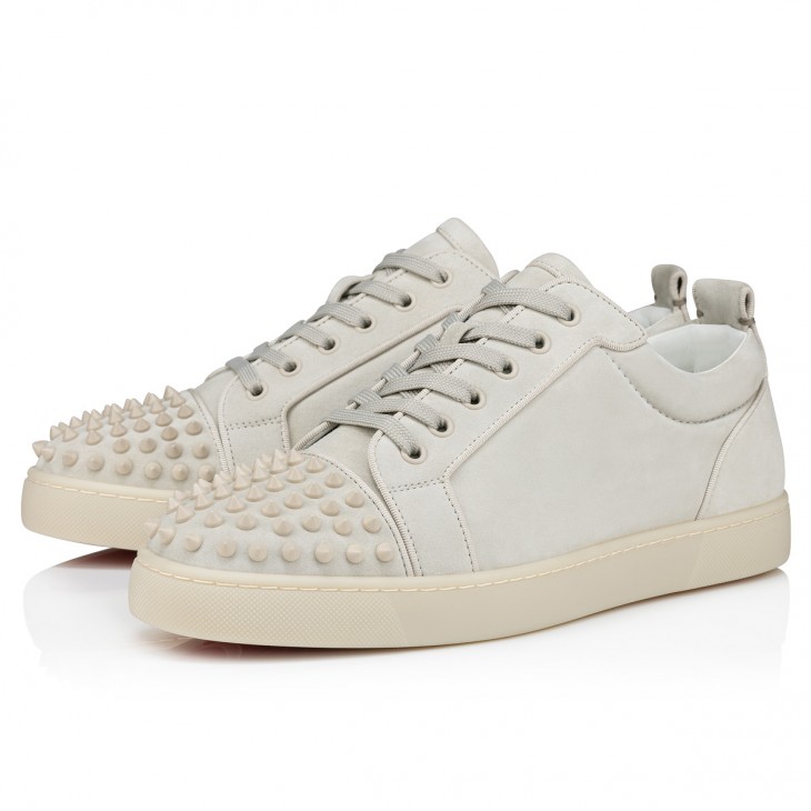 Christian Louboutin Louis Junior Spikes White/Black Suede Sneakers New