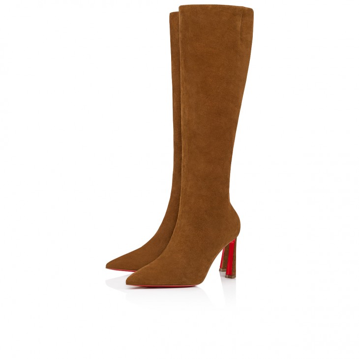 Christian Louboutin Brown Leather Cut Out Ankle Length Boots Size