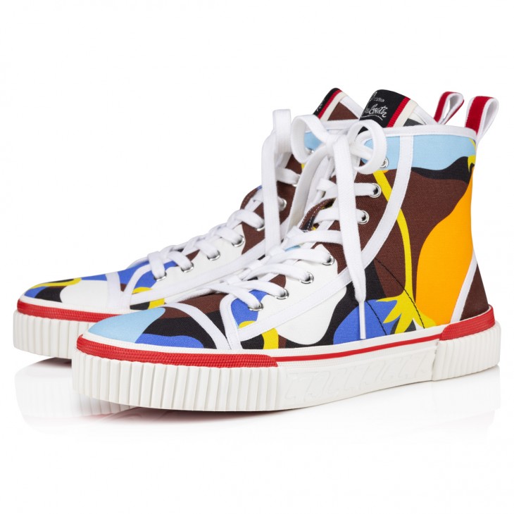 Christian Louboutin Multicolor Printed Leather High Top Sneakers Size 42.5 Christian  Louboutin