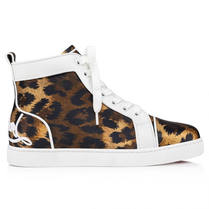 Christian Louboutin High Top Leopard Print With Spikes Flats Men Sneakers
