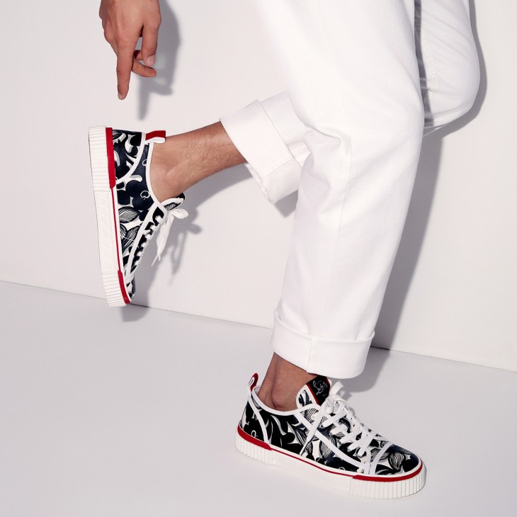 Pedro Junior Sneakers Petunia printed fabric Black Men Christian Louboutin United States