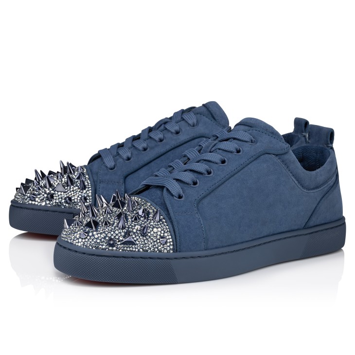 Louis Junior P Pik Pik Strass - Sneakers - Veau velours, spikes and strass  - Denim - Men - Christian Louboutin United States