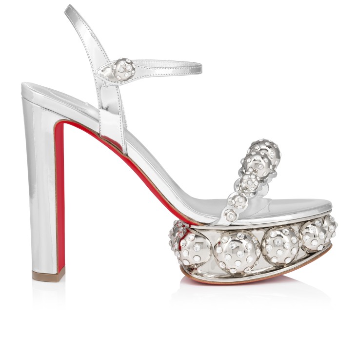 パーティーシューズ Christian Louboutin Heeled shoes Silver Sandaloo - 130 mm Sandals - Laminated calf leather - Silver
