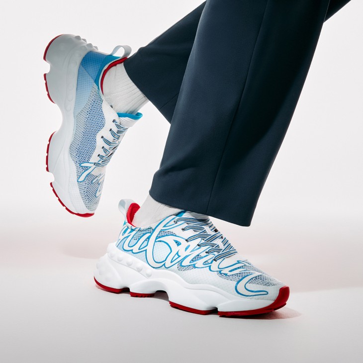 Rocknrun Running Sneakers Mesh Aqua sky Men Christian Louboutin United States