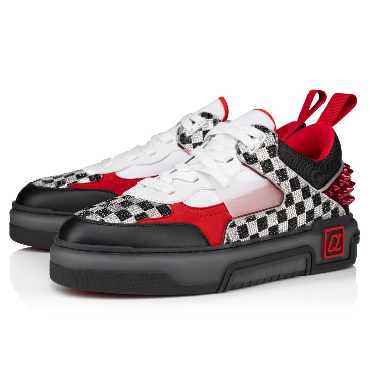 Astroloubi Strass Sneakers Suede glittered calf leather and strass Black Men Christian Louboutin United States