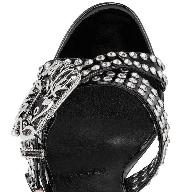 Wosandal Pic - 100 mm Sandals - Patent leather and spikes