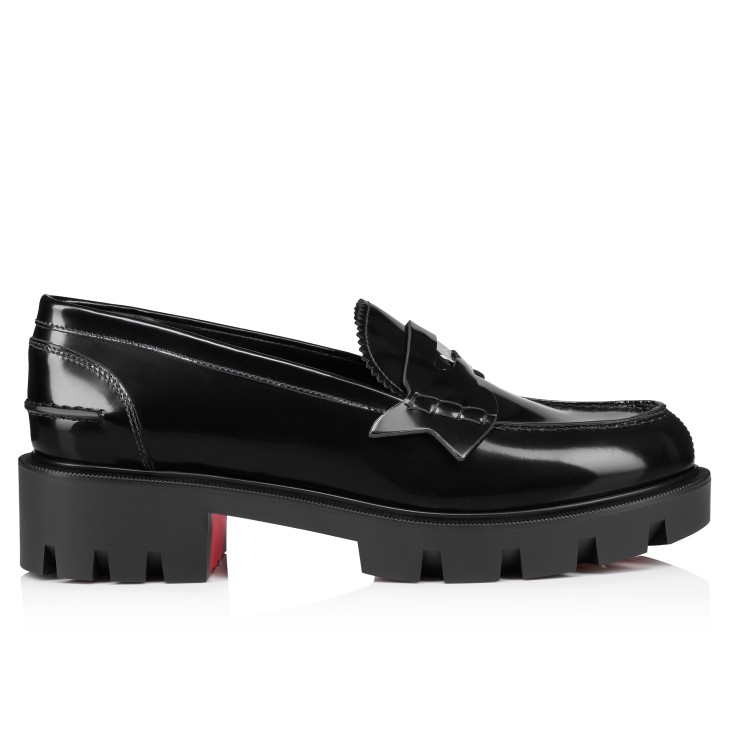 Christian Louboutin Black Loafers with Chunky Sole and Textured Upper Christian Louboutin | CL Moc black leather flats | Savannahs main image 2