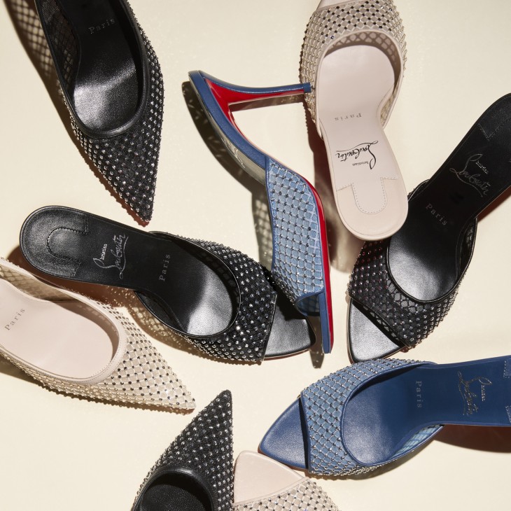 Apostropha Mule Mesh Strass 80 mm Mules Mesh nappa leather and strass Black Women Christian Louboutin Canada