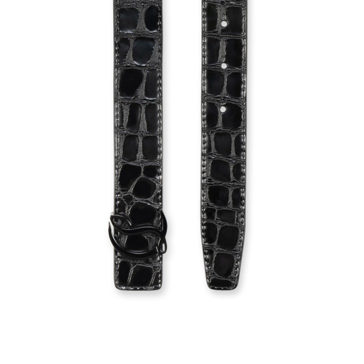 Belt - Alligator embossed calf leather - Black - Christian