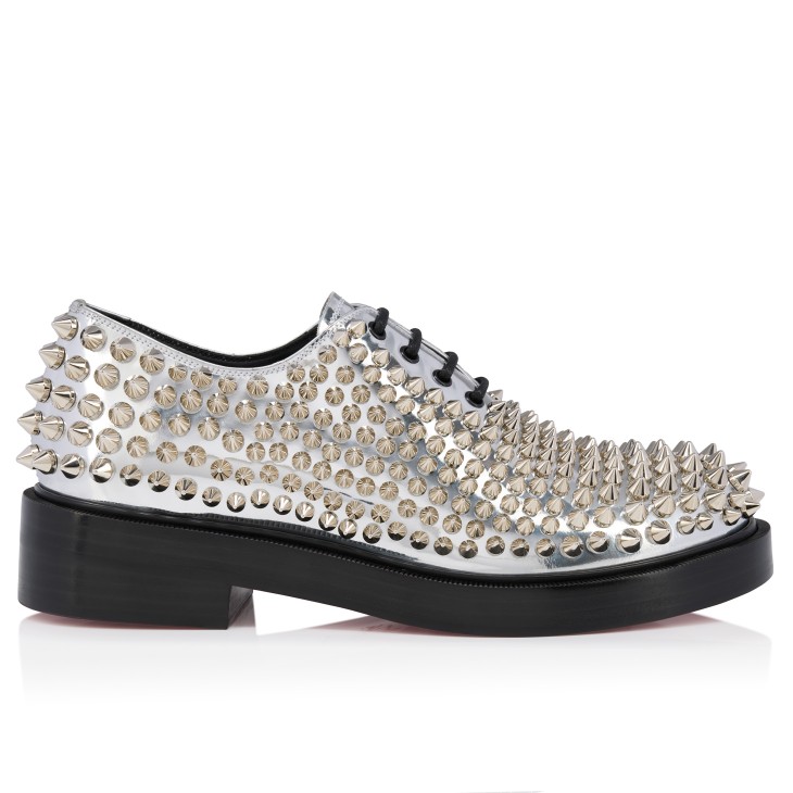 DT Croydon - Oxfords - Laminated calf leather and spikes - Silver