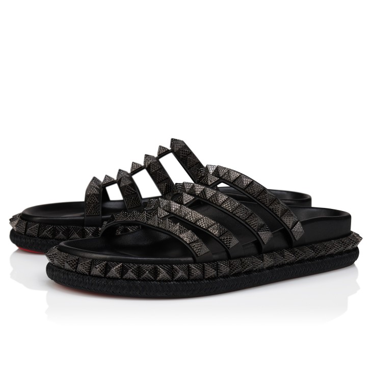 Christian Louboutin｜Pyrabizz Sandal ブラックレザーサンダル Christian Louboutin Pyrabizz Calf Leather Sandals | Harrods US