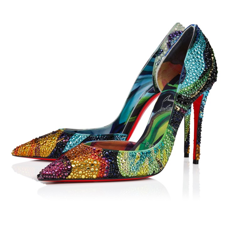 ☆^._.^ Iriza Flower Strass - 100 mm Pumps - 'Flower' printed crepe