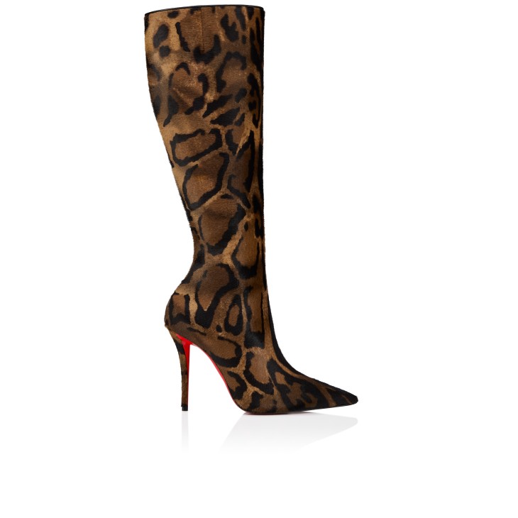 Christian Louboutin レオパード ヒール Miss Z Botta - 100 mm Boots - 'Bengali' printed hairy calf leather
