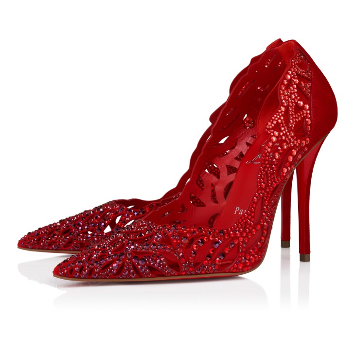 Lasera Strass Pump - 100 mm Pumps - Embroidered veau velours and