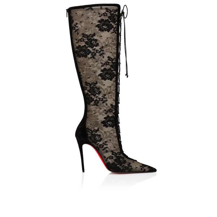 KM Lace Botta - 100 mm Boots - Lace, veau velours and kid leather