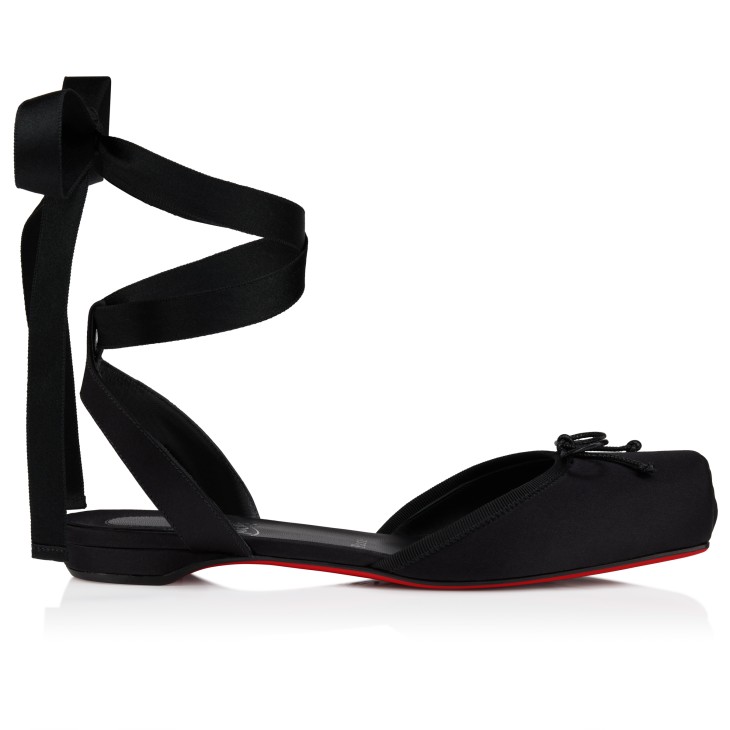 Cassia Lace Up - Ballerinas - Crepe satin - Black - Women