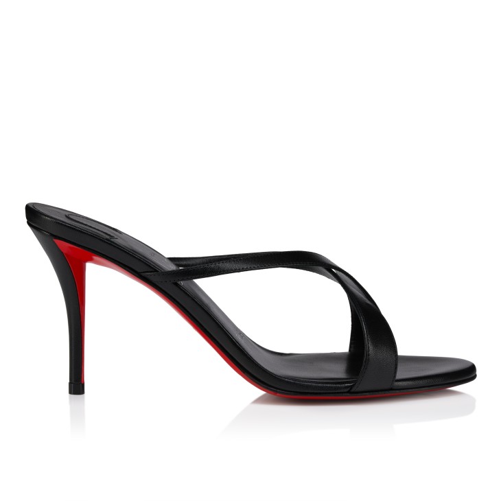 Mulazee Cross - 80 mm Mules - Kid leather - Black - Women