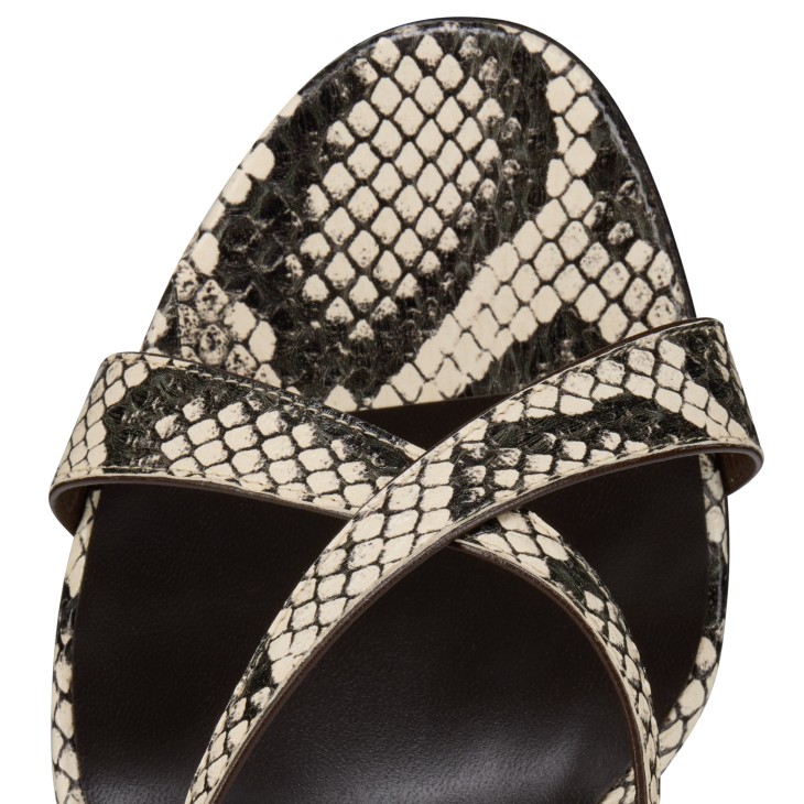 返品可　新品 レネカオビラ スネーク ミュール ピンヒール ハイヒール ヘビ柄 Mulazee Cross - 100 mm Mules - Watersnake leather - Roccia - Women