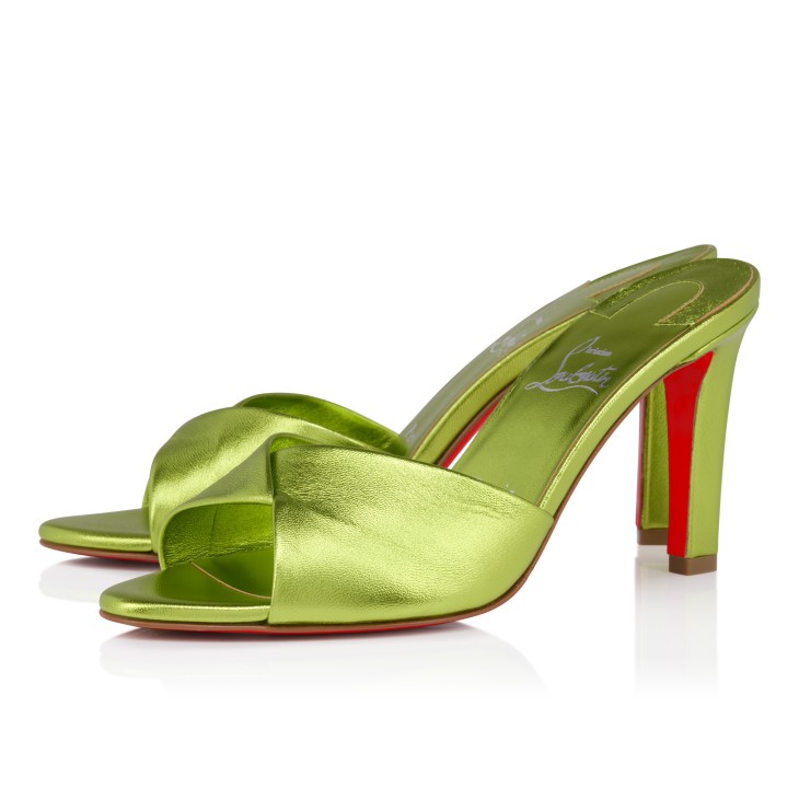 Fanny Slide - 85 mm Mules - Laminated lamb nappa leather - Kiwi