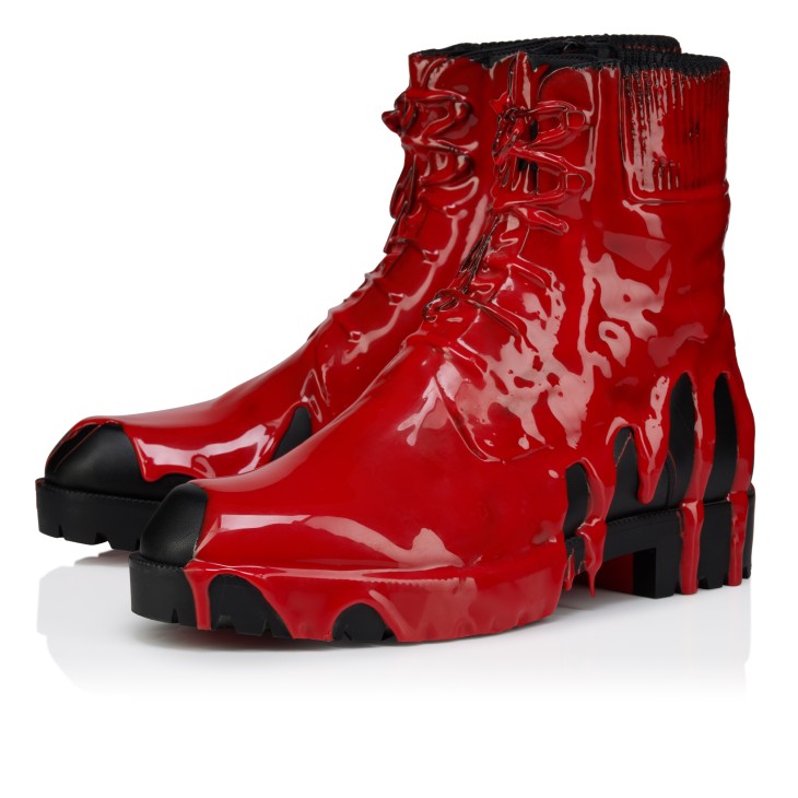 靴 Christian Louboutin Molten Trapman - Boots - Coated canvas - Black - Men - Christian