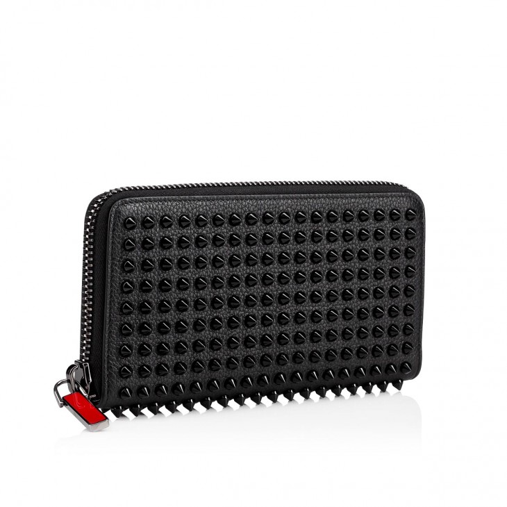 Panettone - Wallet - Grained calf leather and spikes - Black 