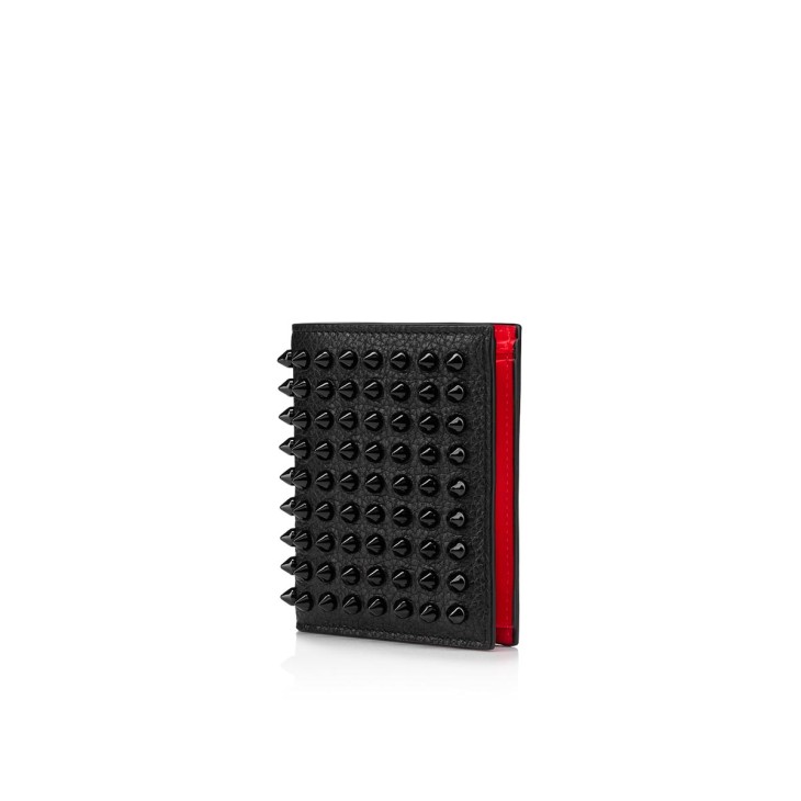 【良品】クリスチャンルブタン M PAROS CALF SPIKES Paros - Wallet - Grained calf leather and spikes - Black