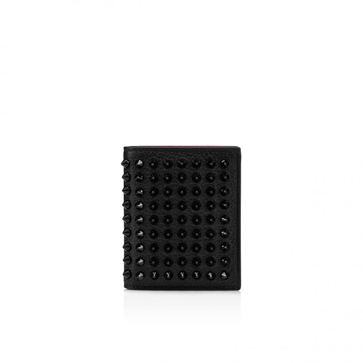 Paros - Wallet - Grained calf leather and spikes - Black