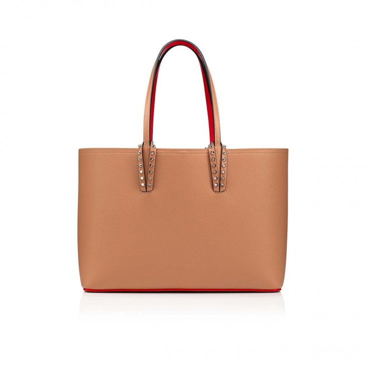 Cabata small - Tote bag - Calf leather and spikes - Blush - Christian  Louboutin