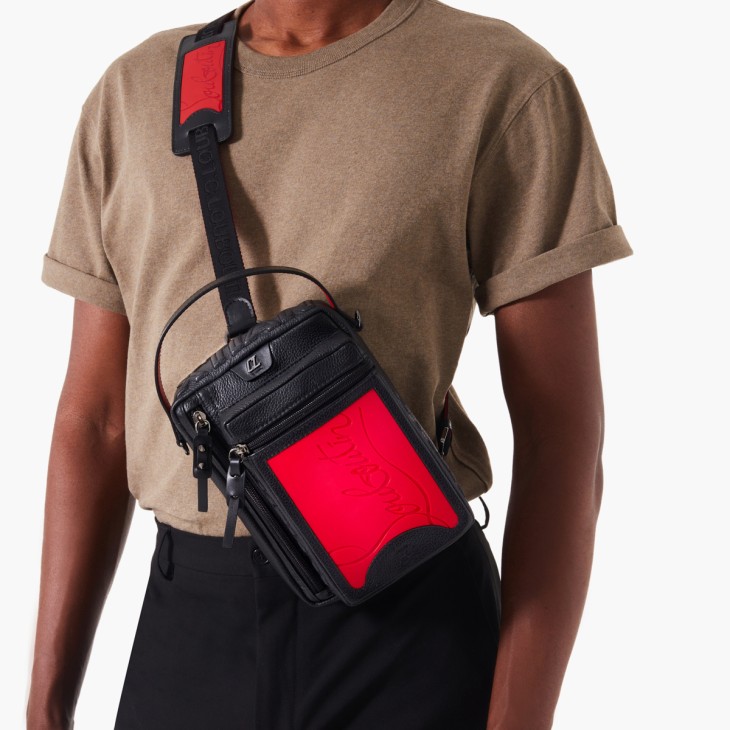Loubitown - Messenger bag - Grained calf leather and fabric - Marine - Christian  Louboutin