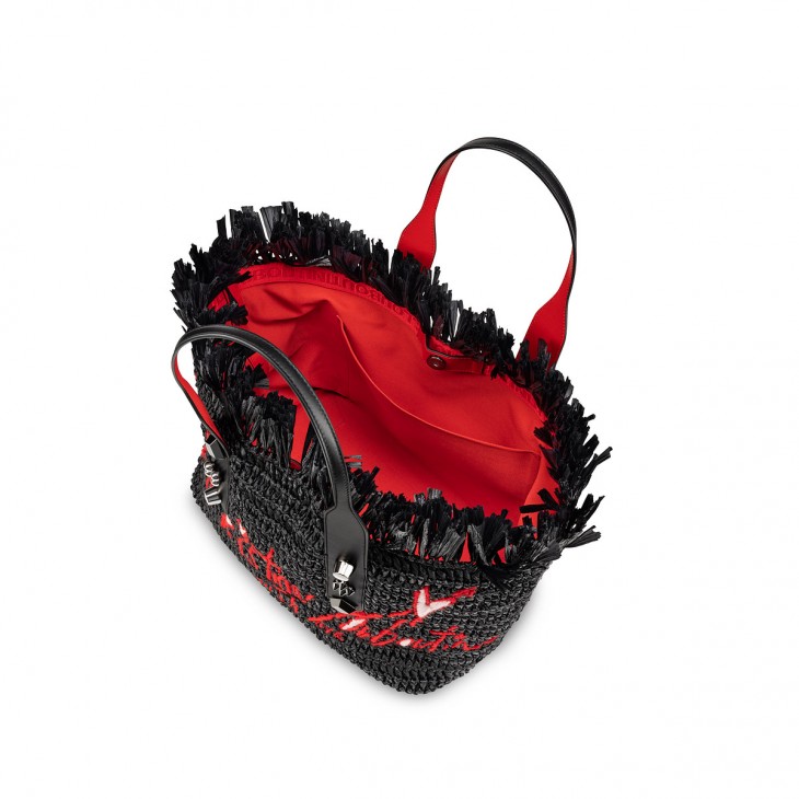 Flamencaba small - Tote bag - Flamenco embroidery and calf leather - Black  - Christian Louboutin