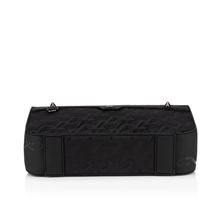 CHRISTIAN LOUBOUTIN: bag in rubberized fabric with all-over monogram - Black