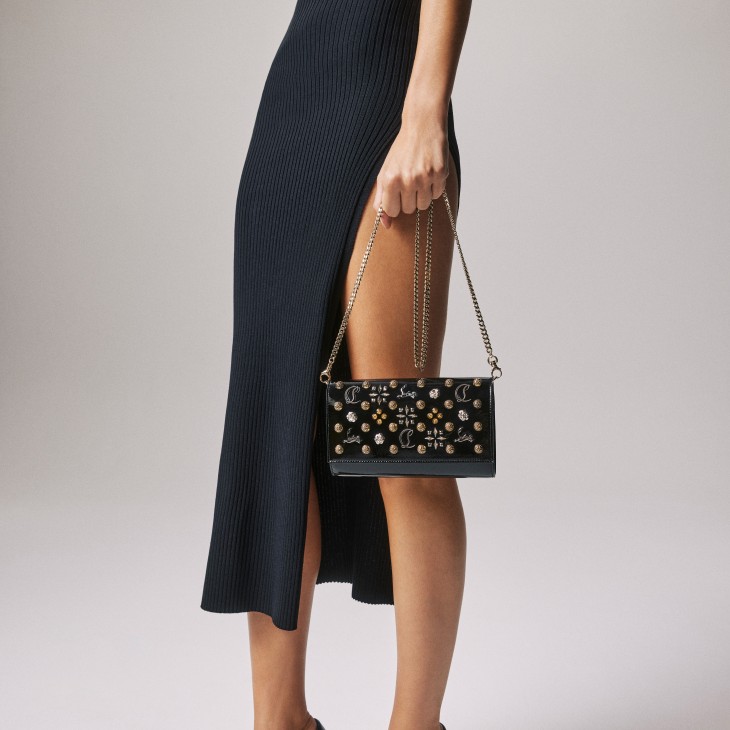 Paloma Clutch Vog patent leather and spikes La Belle Black Christian Louboutin United States