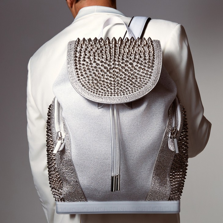 Explorafunk Backpack Calf leather glitter and suede White Christian Louboutin United States