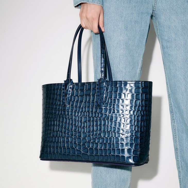 Cabata small Tote bag Alligator embossed calf leather Denim Christian Louboutin United States
