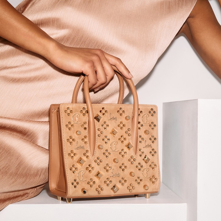 Paloma mini Top handle bag Veau velours calf leather and spikes Loubinthesky Lionne Christian Louboutin United States