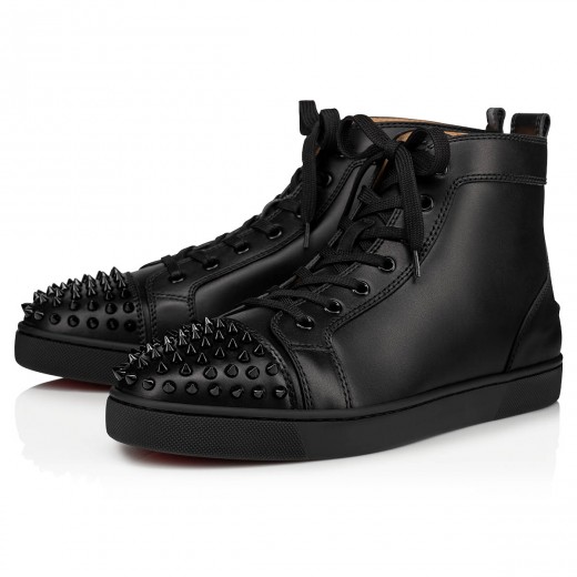 Lou Spikes - High-top sneakers - Calf leather - Black - Christian Louboutin