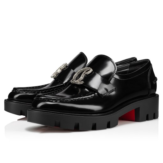 Christian Louboutin Black Leather Rolling Spikes Flat Loafers Size 6.5/37 -  Yoogi's Closet