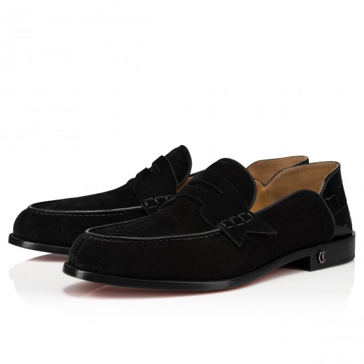 Christian Louboutin Men's Crest on the Nile Suede Red Sole Loafers