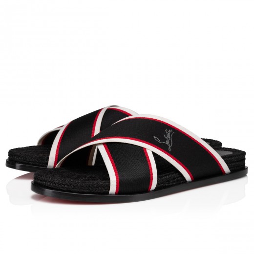 Christian Louboutin Outlet: Hot Flip thong in fabric and rope - Black