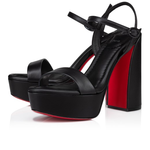 CHRISTIAN LOUBOUTIN black open toe leather sandal heels – Loop Generation