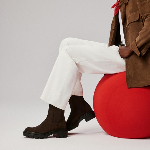 Christian Louboutin グレー スエード ブーツ Samson - Low boots - Patinated calf leather - Havane - Men