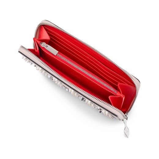 【関税負担】 CHRISTIAN LOUBOUTIN ZIP AROUND WALLET Panettone - Wallet - Grained calf leather and spikes