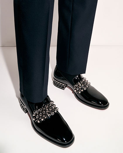 Martin On Spikes - Loafers - Patent calf leather and spikes - Black - Men