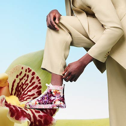 Louis - High-top sneakers - Crepe satin Blooming print - Multicolor